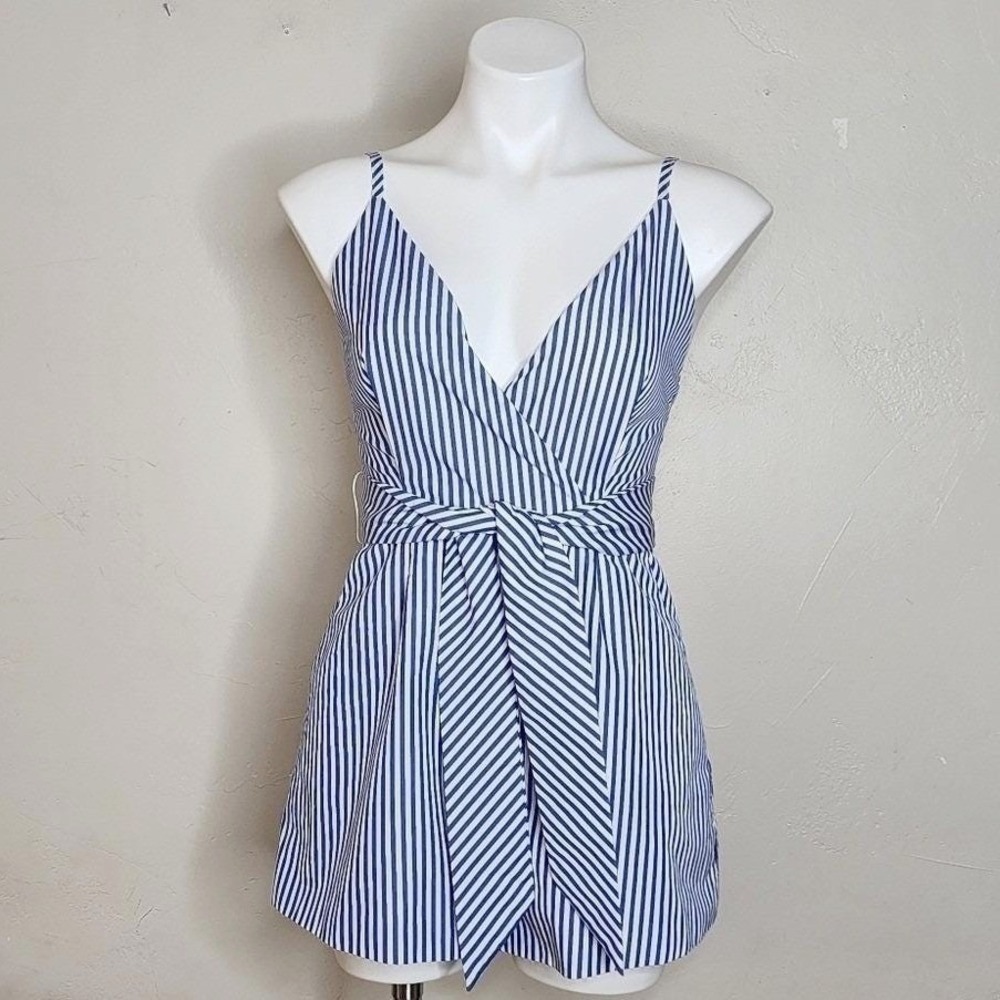 Finders Keepers Blow Your Mind Romper in Blue and White‎ Stripe Size Small